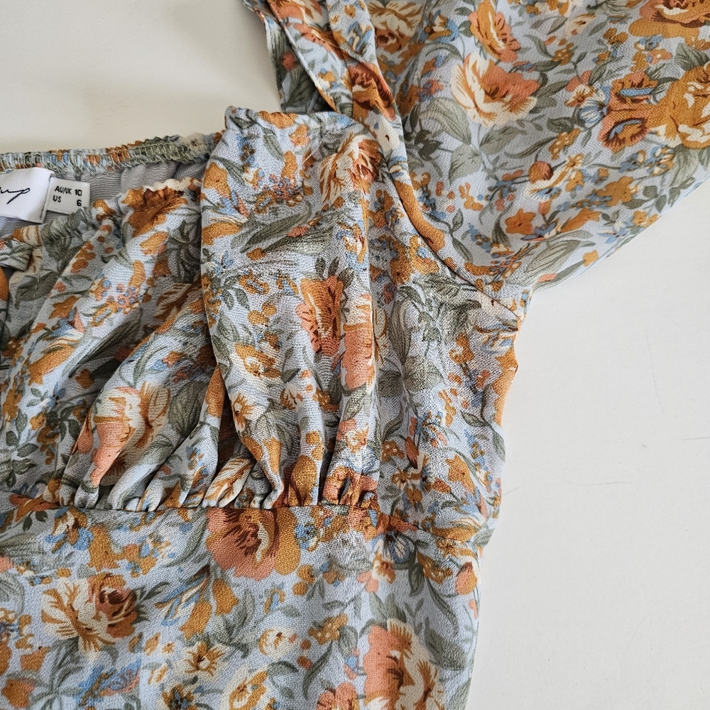 Petal & Pup Floral Midi Dress - Orange and Blue - Picture 7 of 11